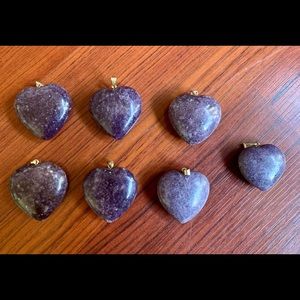 Lepidolite Heart Necklace Pendants w/free cord